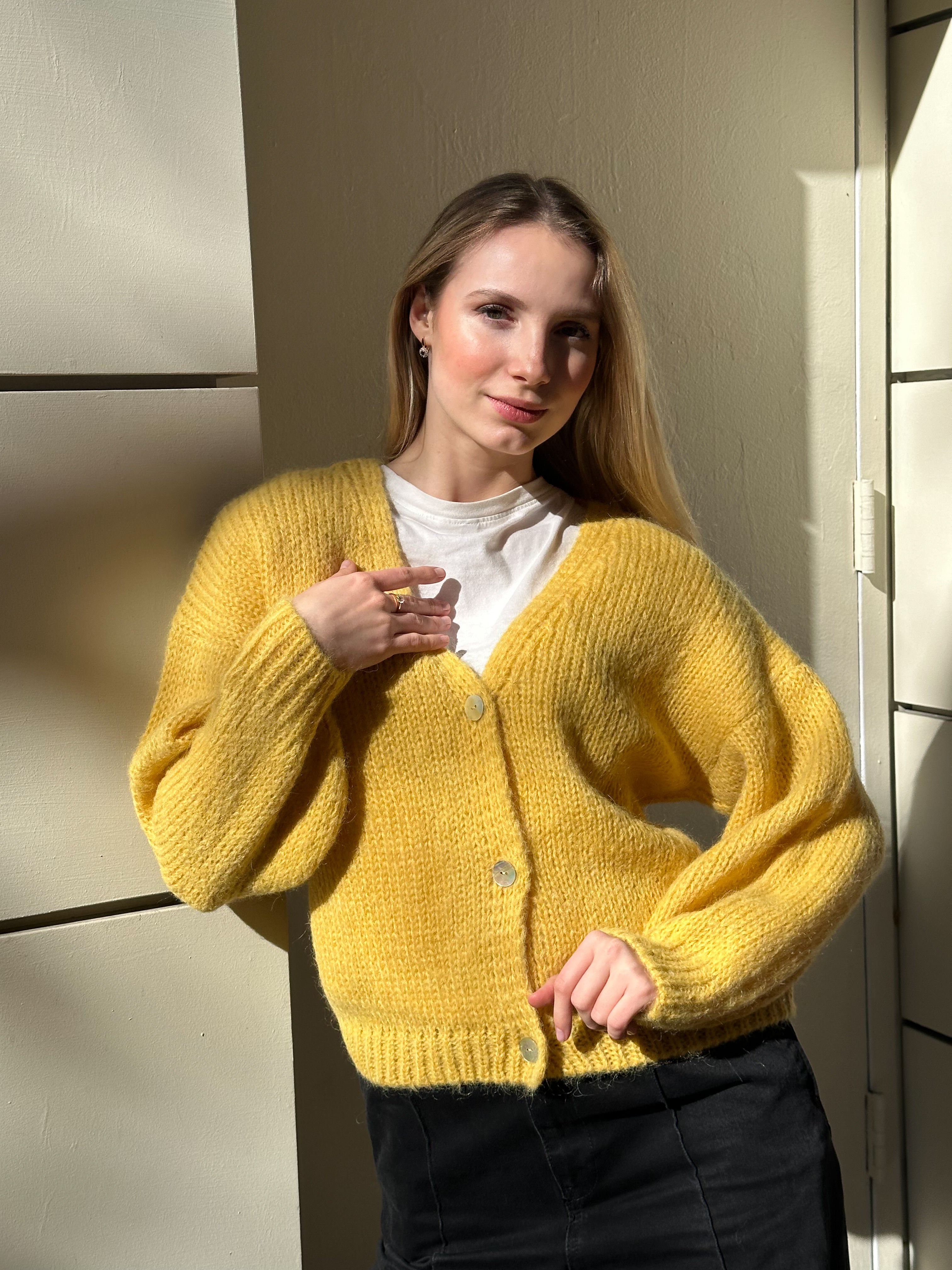 Alpaca-Blend Knitted Cardigan