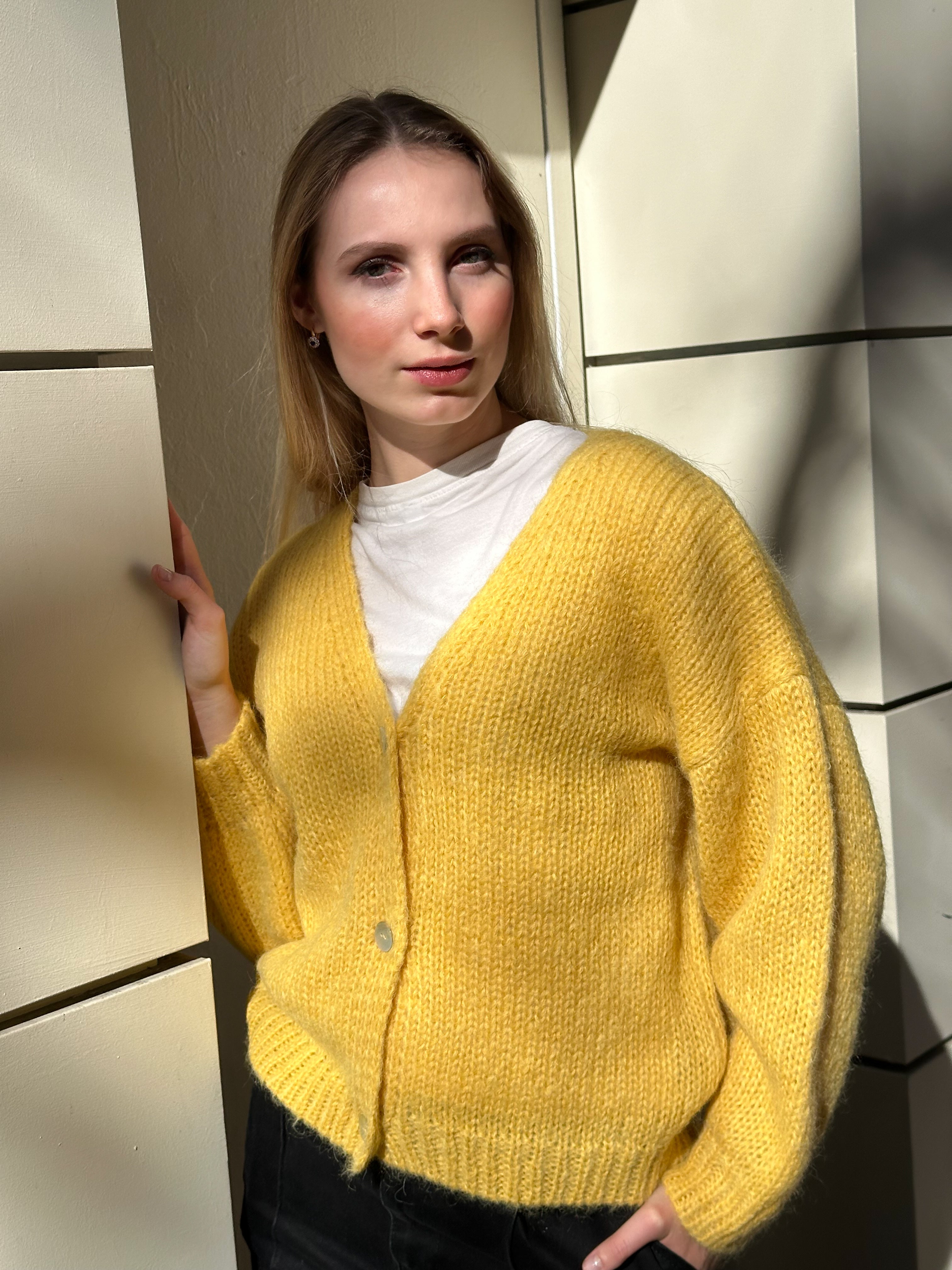 Alpaca-Blend Knitted Cardigan