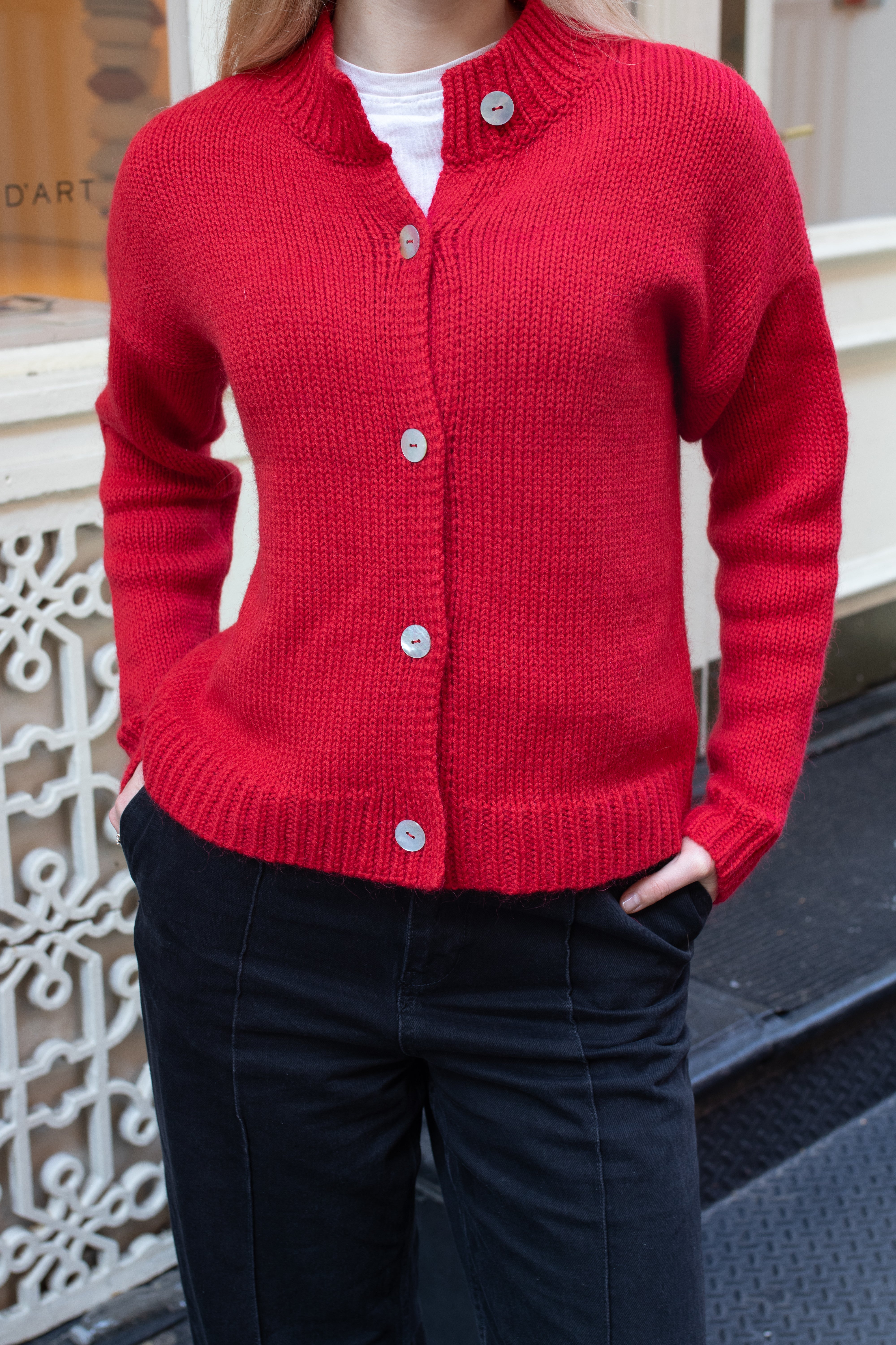 Cropped merino wool cardigan