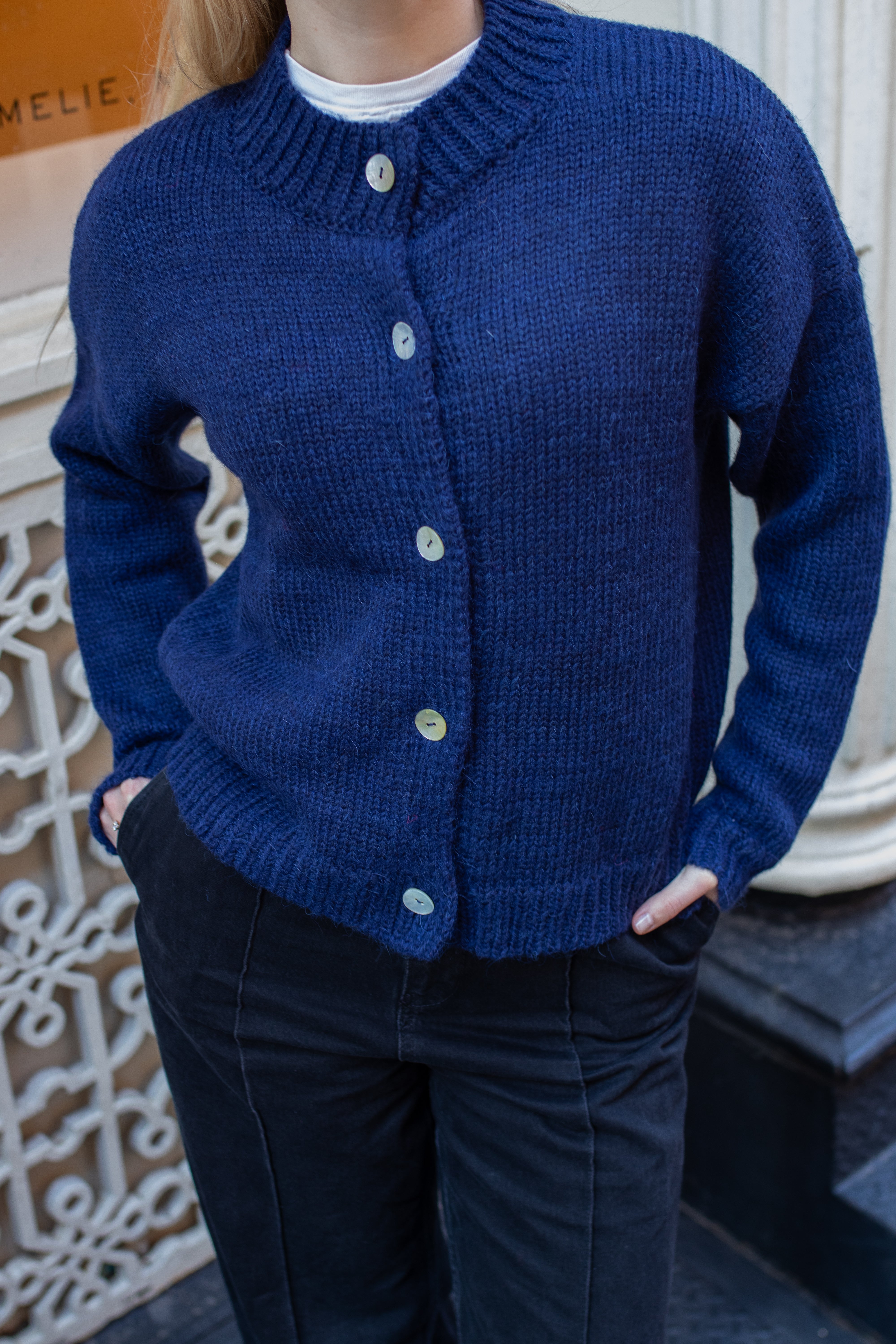 Cropped merino wool cardigan